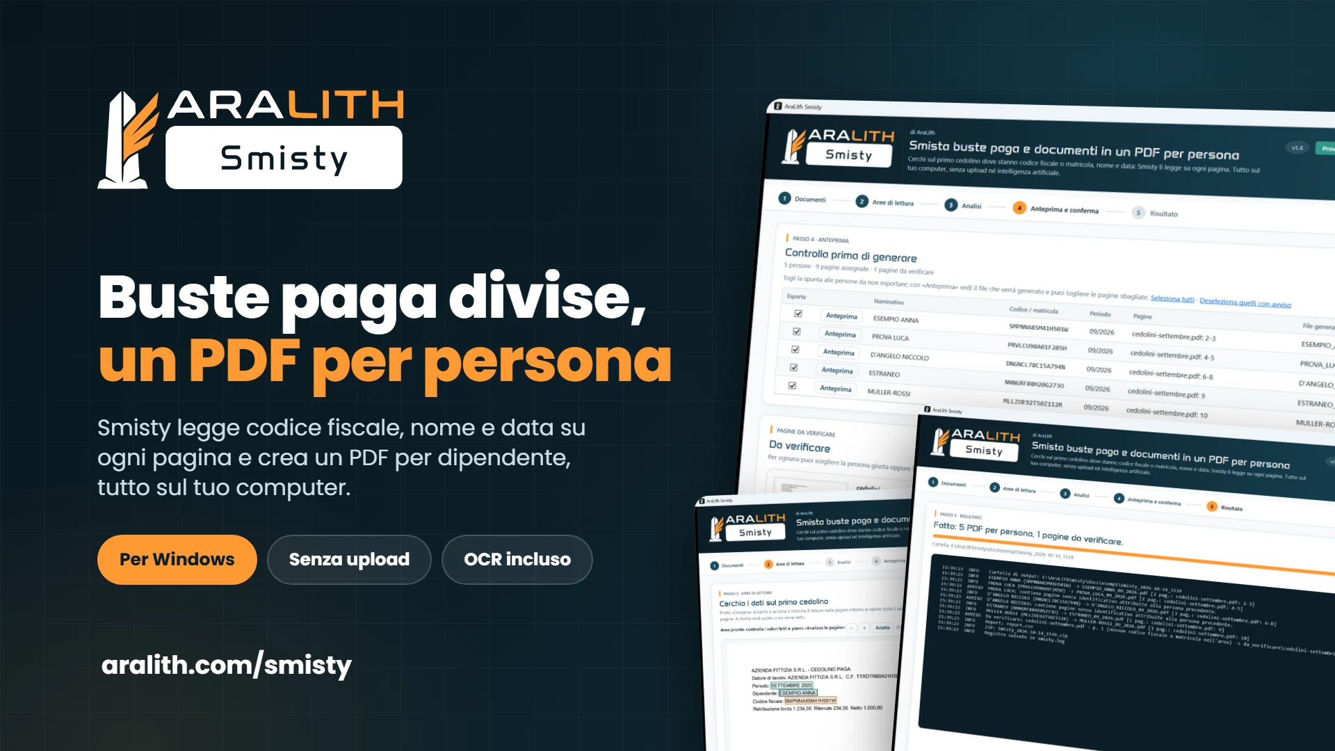 Copertina di Smisty, il programma per Windows che divide le buste paga PDF in un file per dipendente